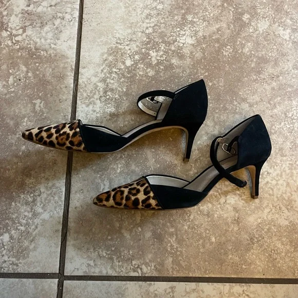 Louise et Cie Black and Leopard Print Heels - Picture 6 of 7